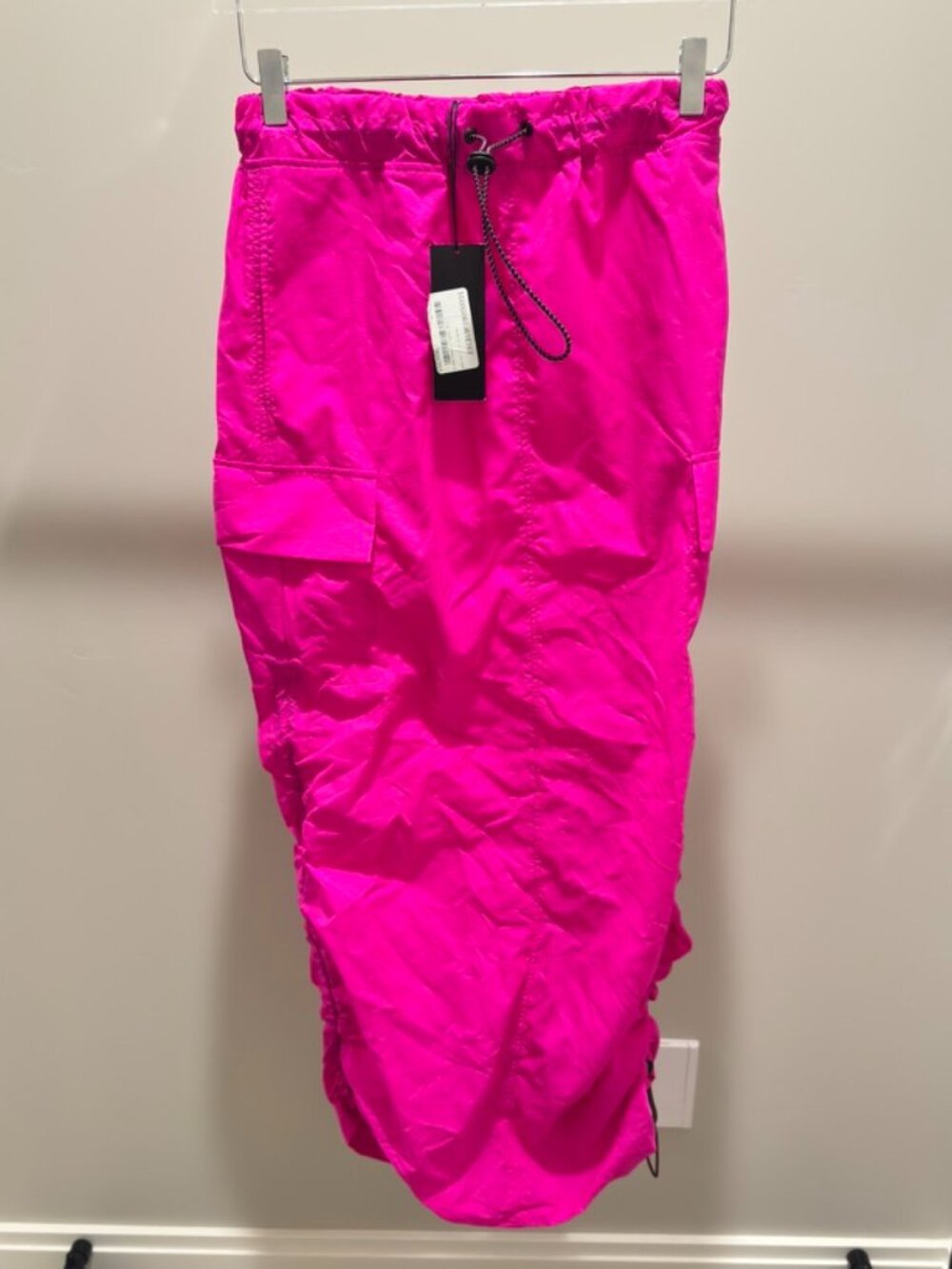 Title: AGR Passion Nylon Cargo Midi Skirt Hot Pink Purple NWT